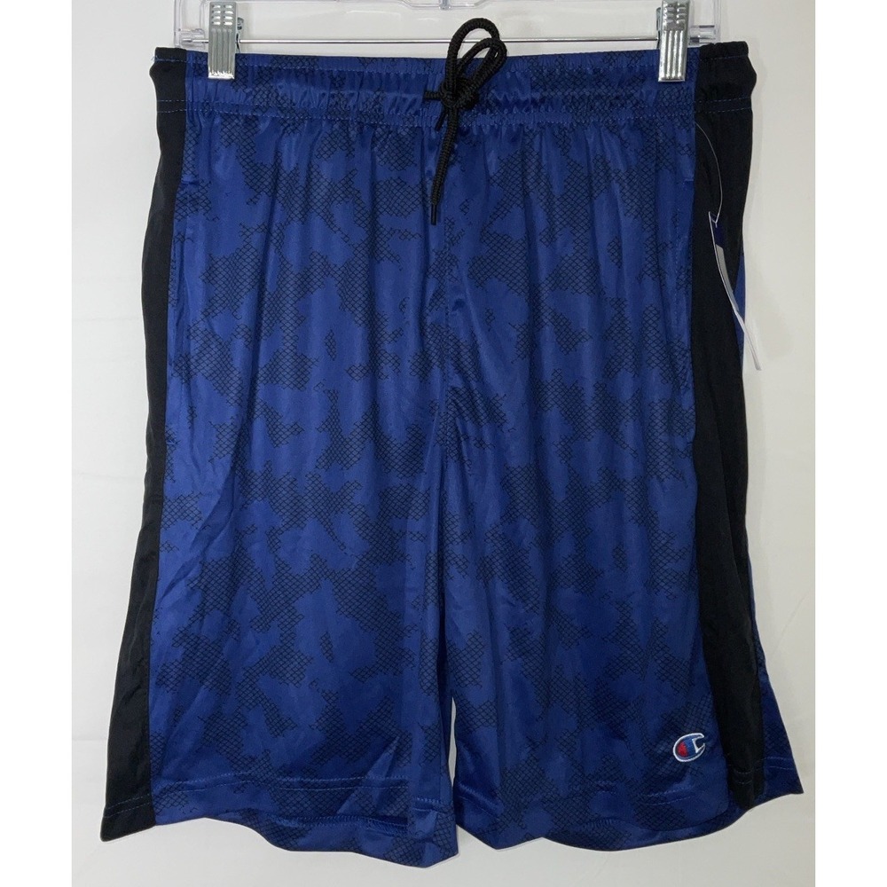 NWT Champion Double Dry Youth Boy's Athletic Shorts Blue & Black Large (30"X8")